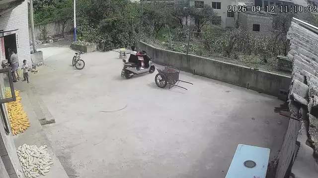 Video thumbnail for China: Chinese boy destroys courtyard wall after electric scooter crash.
