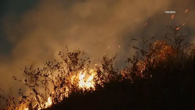 Video thumbnail for US, Los Angeles: Commerce Brush Fire.