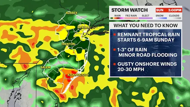 Video thumbnail for STORM WATCH: remnants of Hurricane Isaias bring soaking rain and some wind to New Jersey