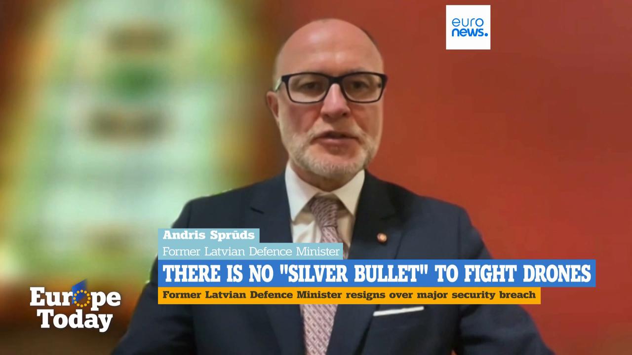 Video thumbnail for Ex-defence minister admits Latvia faces security 'questions' but no silver bullet to stop drones