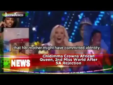 Video thumbnail for Chidimma Crowns African Queen, 2nd Miss World After SA Rejection