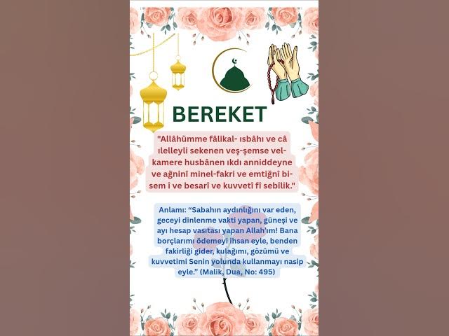 Video thumbnail for Borçtan Kurtulmak ve Rızık Bolluğu İçin Okunacak Bereket Duası 🙏