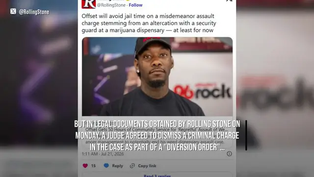 Video thumbnail for Offset avoids jail time over security guard assault charge.