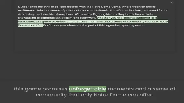 Video thumbnail for excitement. Join thousands of passionate fans at the iconic Notre Dame Stadium, renowned for its rich history and electric atmosphere. Witness the Fighting Irish as they battle fierce rivals, showcasing exceptional athleticism and teamwor