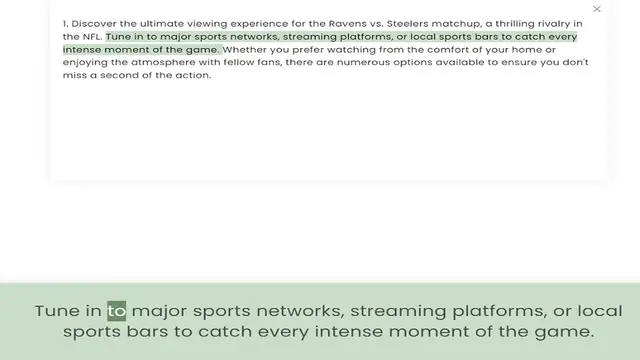 Video thumbnail for the NFL. Tune in to major sports networks, streaming platforms, or local sports bars to catch every intense moment of the game. Whether you prefer watching from the comfort of your home or enjoying the atmosphere with fellow fans, there a