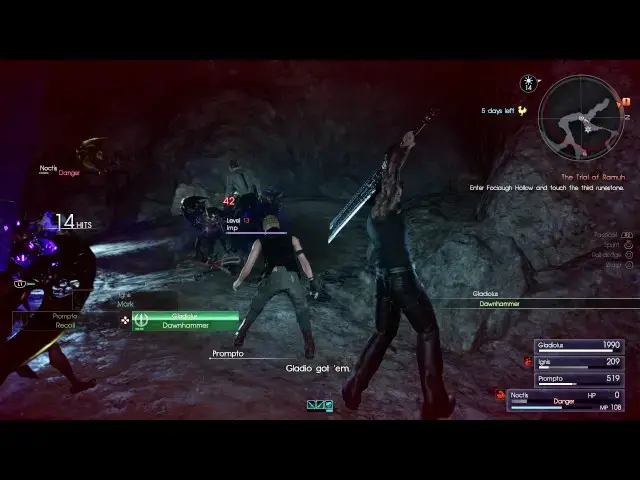 Video thumbnail for Final Fantasy XV - Fociaugh Hollow Dungeon: Imp Shimmy Ambush Sequence, Ammonite Fossil Treasure