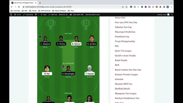 Video thumbnail for PK W vs SL W Dream11 Prediction PK W vs SL W Dream11 Team PKW vs SLW Dream11 Team Today Match