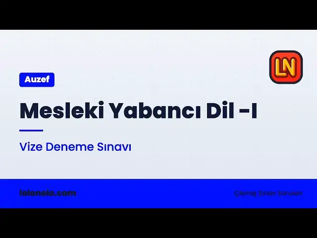 Video thumbnail for Mesleki Yabancı Dil 1 Vize Deneme Sınavı