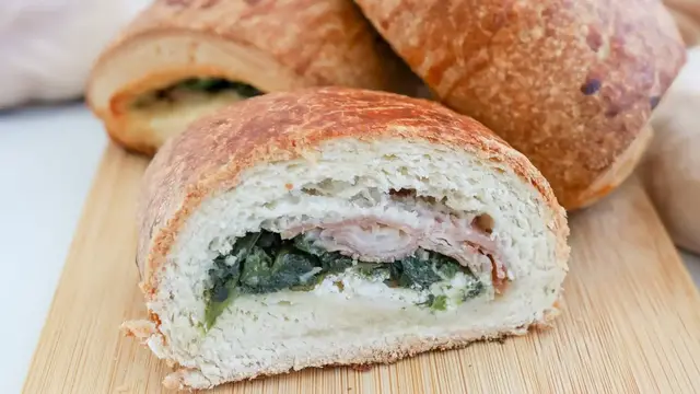 'Video thumbnail for Prosciutto, Spinach, And Goat Cheese Shortcut Croissants Recipe'
