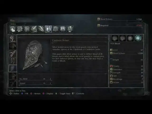 Video thumbnail for Bloodborne - Hunter's Dream: Chikage, Evelyn, Cainhurst Attire Description & Statistics Details PS4