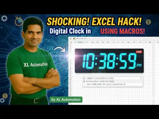 Video thumbnail for How to Create Digital Clock in Excel | How to Create Running Clock in Excel Using VBA