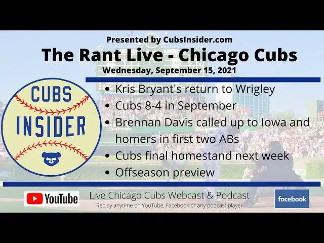 Video thumbnail for The Rant Live (9/15/21) - Chicago Cubs Webcast & Podcast