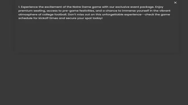 Video thumbnail for premium seating, access to pre-game festivities, and a chance to immerse yourself in the vibrant atmosphere of college football. Don’t miss out on this unforgettable experience—check the game schedule for kickoff ti