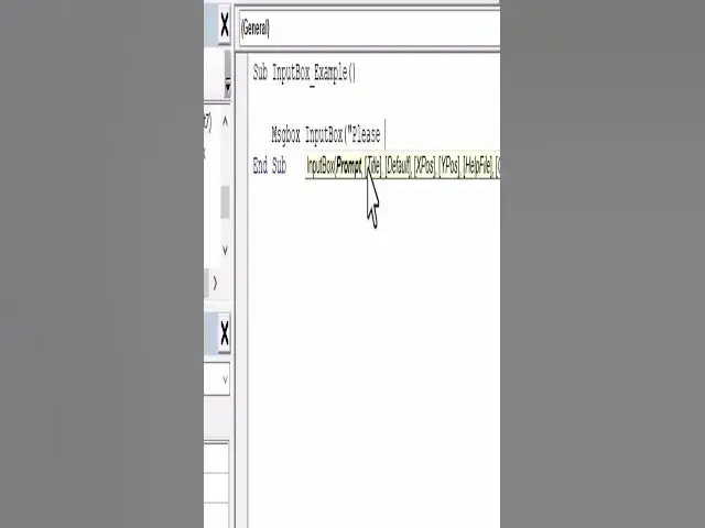 'Video thumbnail for How to Create InputBox in Excel VBA #shorts'