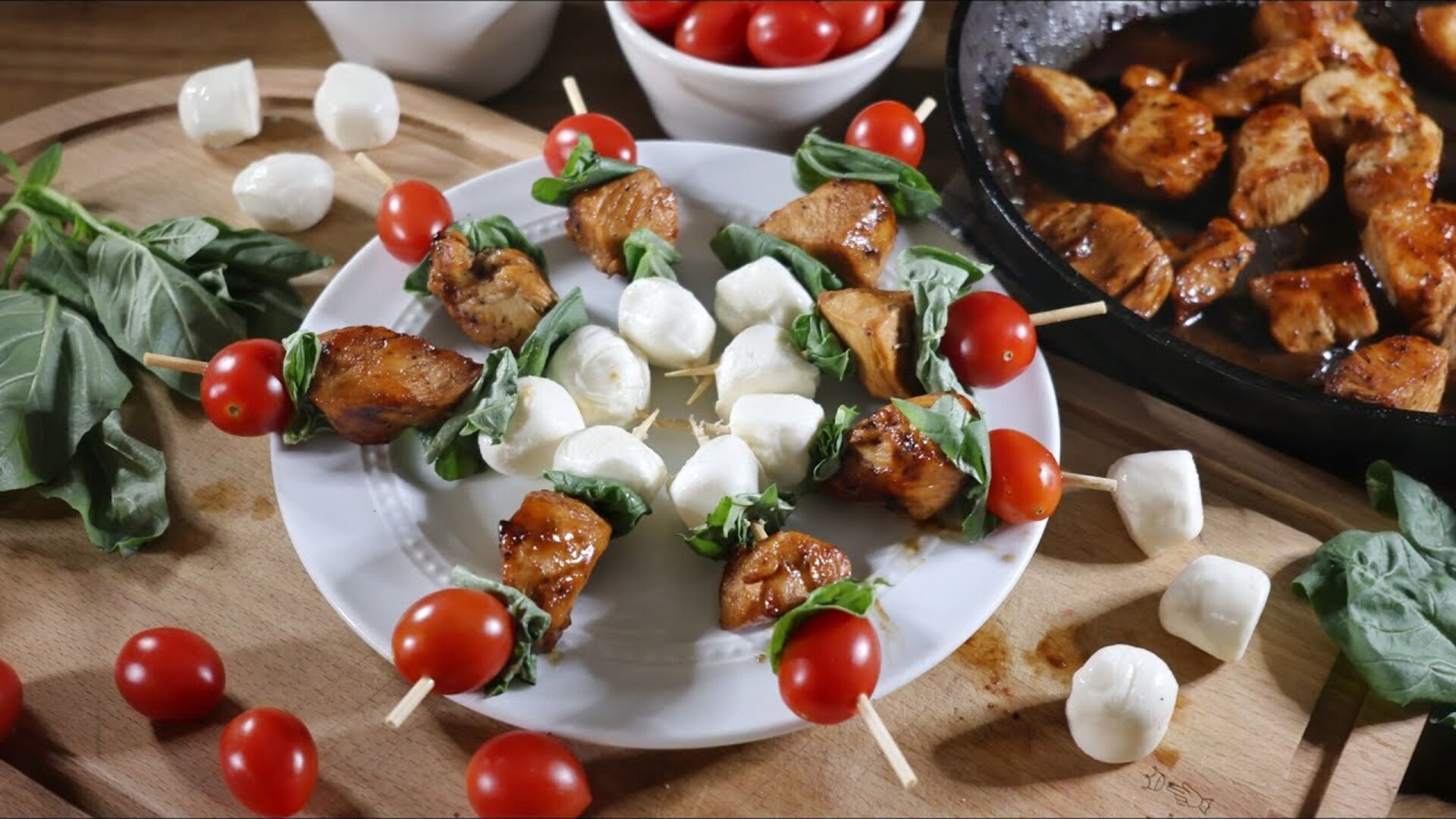 Video thumbnail for Margherita Chicken Skewers Recipe