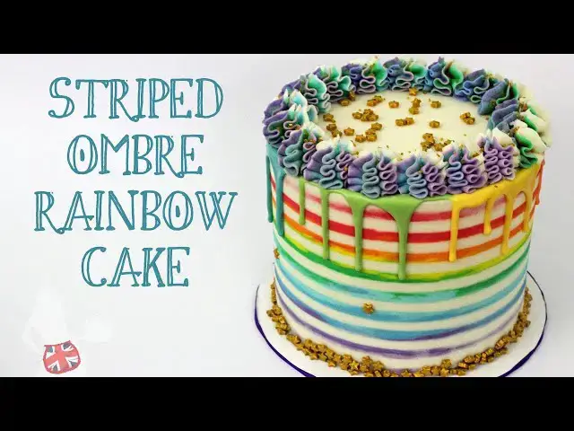 Video thumbnail for Striped Rainbow Cake With Rainbow Drip
