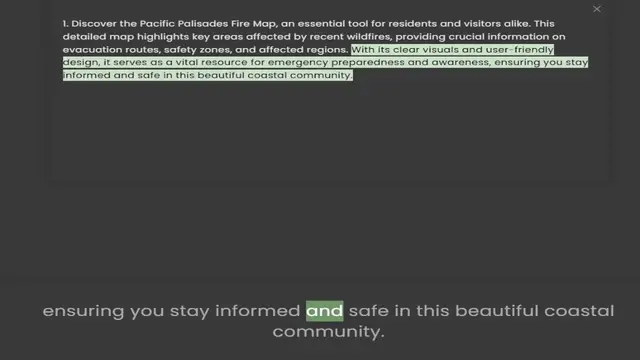 Video thumbnail for detailed map highlights key areas affected by recent wildfires, providing crucial information on evacuation routes, safety zones, and affected regions. With its clear visuals and user-friendly design, it serves as a vital resource for eme