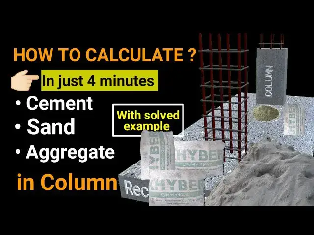 Video thumbnail for Cement sand and aggregate quantity in concrete column | M25 grade| Cement sand aggregate calculation