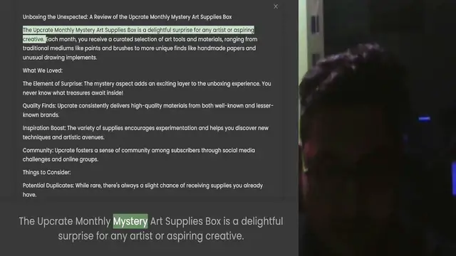 Video thumbnail for Unboxing the Unexpected A Review of the Upcrate Monthly Mystery Art Supplies Box The Upcrate Monthly Mystery Art Supplies Box is a delightful surprise for any artist or aspiring creative. Each month, you receive a curated selection of art