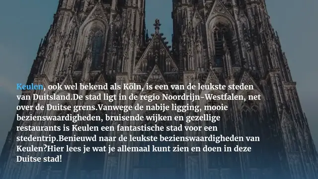 Video thumbnail for KEULEN BEZIENSWAARDIGHEDEN: 10X WAT TE DOEN & TIPS