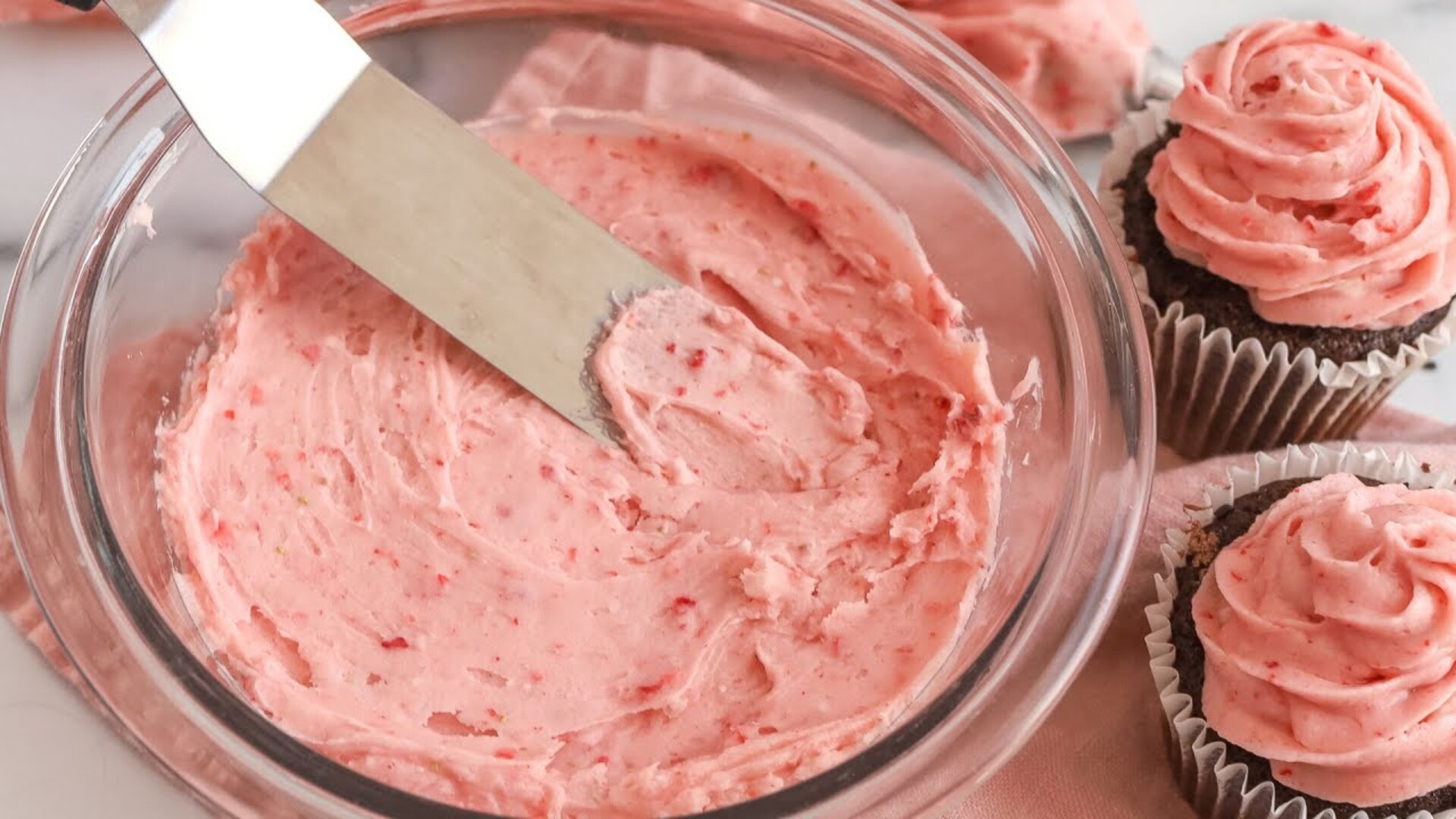Video thumbnail for The Best Strawberry Buttercream Frosting Recipe Is So Simple (With Freeze-Dried Strawberries)