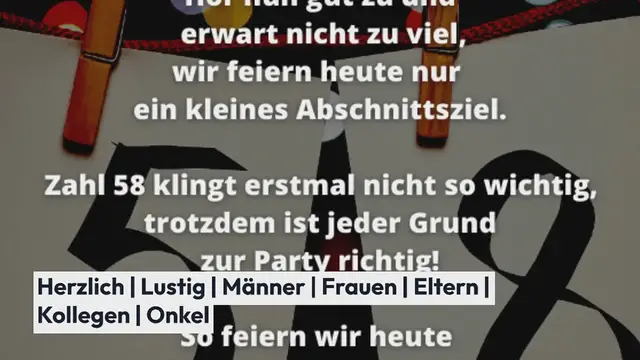 Video thumbnail for 41 Glückwünsche zum 58. Geburtstag: Kurz, Herzlich & Lustig