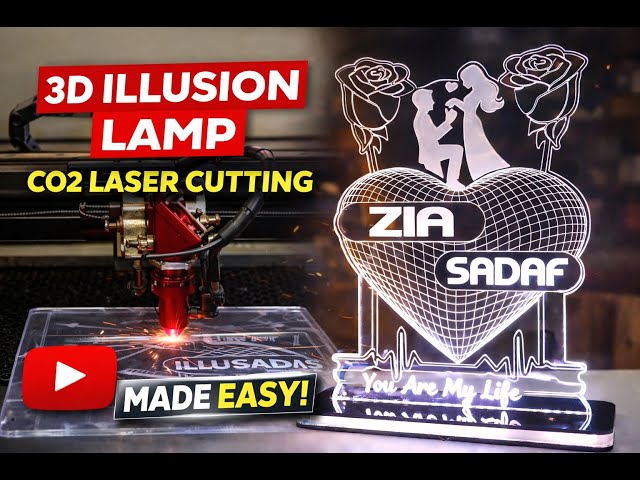 Video thumbnail for How to make Laser Cut 3D Illusion Lamp | DIY Acrylic LED Night Light Lamp Design