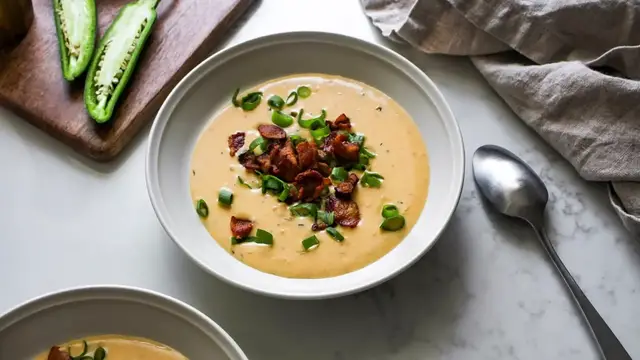 'Video thumbnail for Jalapeño Beer Cheese Soup Recipe'