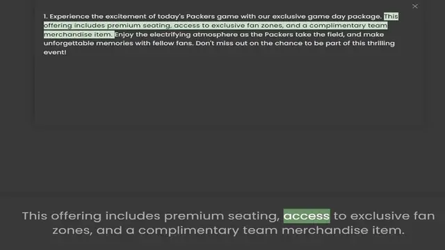 Video thumbnail for offering includes premium seating, access to exclusive fan zones, and a complimentary team merchandise item. Enjoy the electrifying atmosphere as the Packers take the field, and make unforgettable memories with fellow fans. Don't miss out