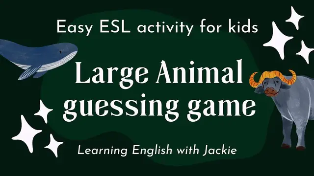 Video thumbnail for Easy Large Animals ESL Quiz for kids | Fun ESL Guessing Quiz & Activities