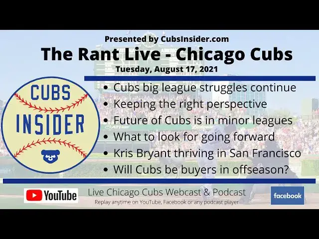 Video thumbnail for The Rant Live (8/17/21) - Chicago Cubs Webcast & Podcast