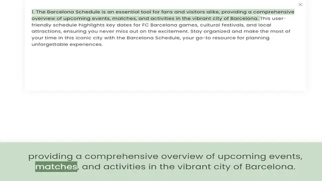 Video thumbnail for overview of upcoming events, matches, and activities in the vibrant city of Barcelona. This user-friendly schedule highlights key dates for FC Barcelona games, cultural festivals, and local attractions, ensuring you never miss out on the