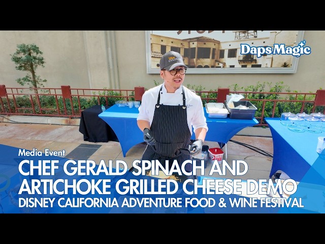 Video thumbnail for Spinach & Artichoke Grilled Cheese Demo | 2026 Disney California Adventure Food & Wine Festival