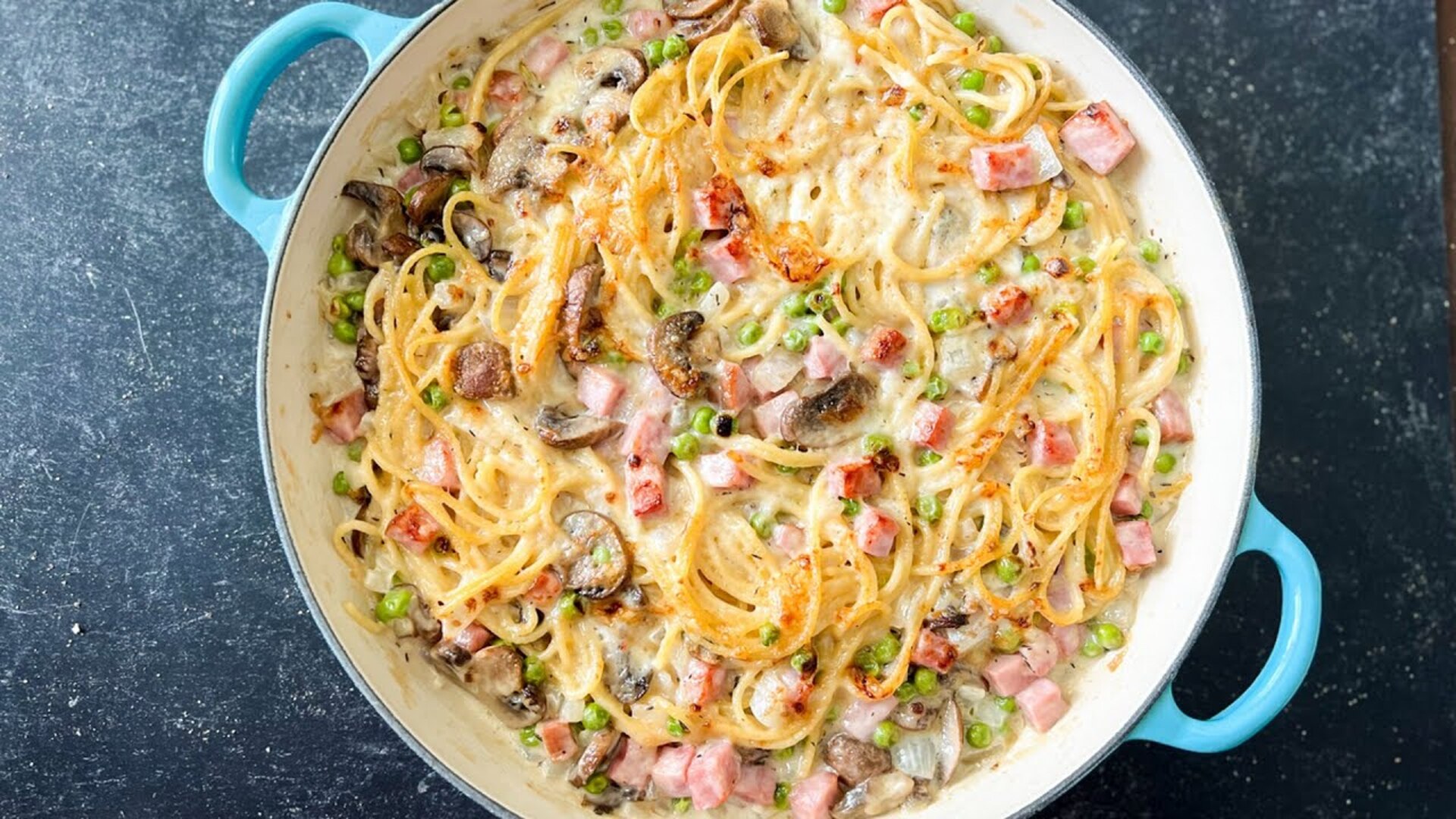 Video thumbnail for Classic Cheesy Ham Tetrazzini Recipe