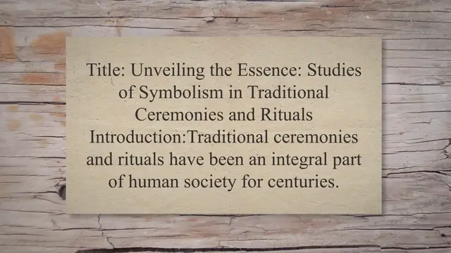 Video thumbnail for Studies of symbolism in traditional ceremonies and rituals