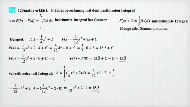 'Video thumbnail for Bestimmtes Integral Flächenberechnung'
