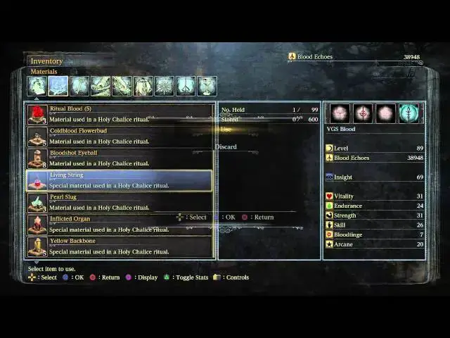 Video thumbnail for Bloodborne -Hunter's Dream: Inflicted Organ & Living String (Great One Relic, Chalice Materials)