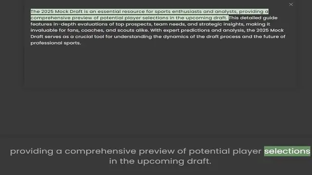 Video thumbnail for comprehensive preview of potential player selections in the upcoming draft. This detailed guide features in-depth evaluations of top prospects, team needs, and strategic insights, making it invaluable for fans, coaches, and scouts alike.