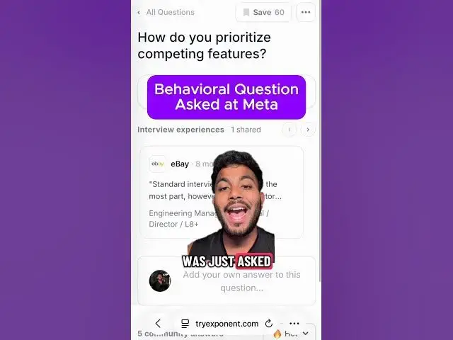 Video thumbnail for Behavioral Question at Meta!