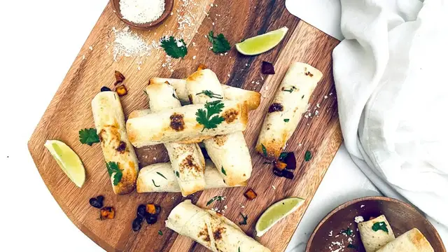 'Video thumbnail for Beet And Sweet Potato Taquitos'