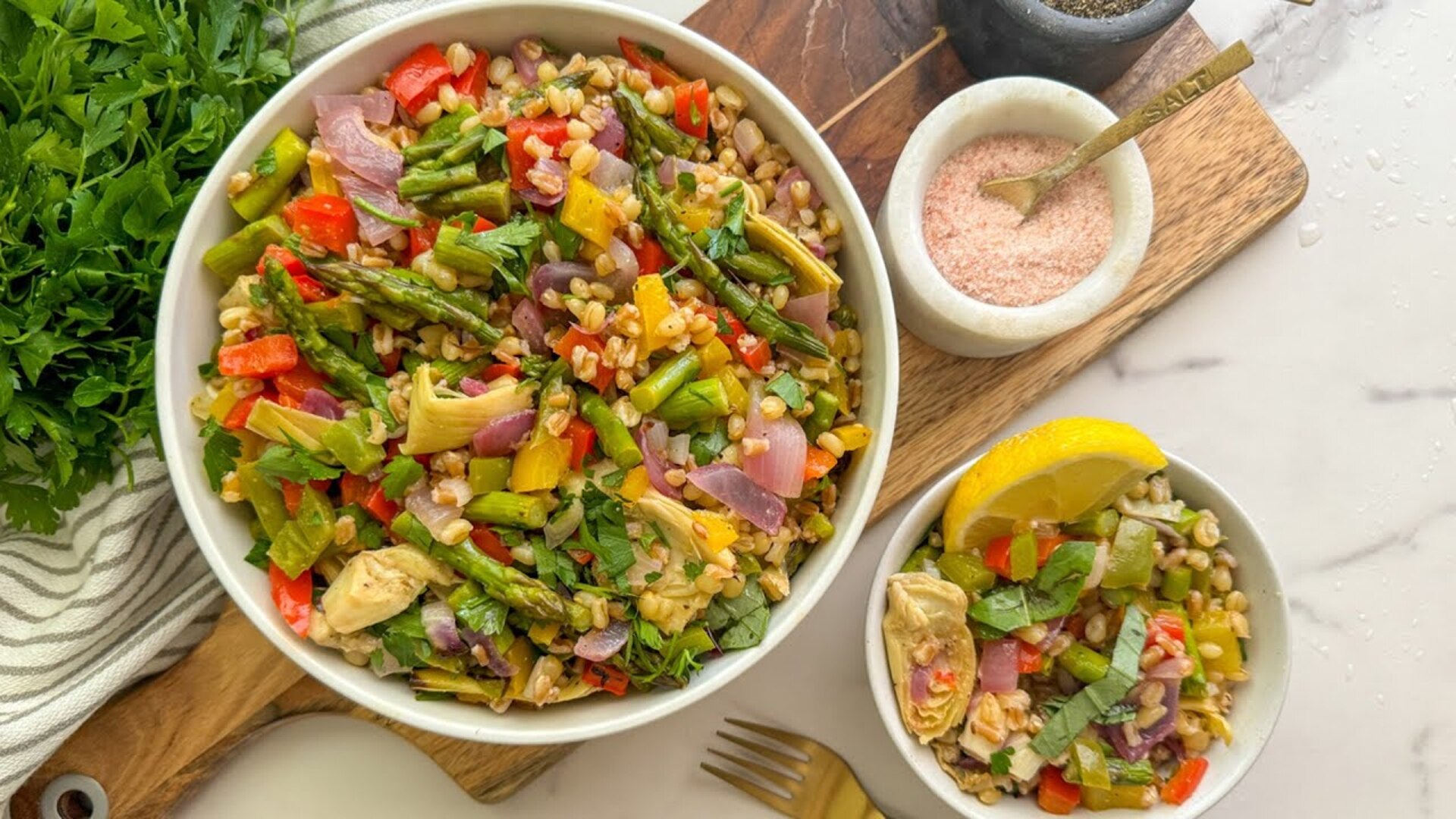 Video thumbnail for Spring Vegetable And Herb Grain Salad Recipe