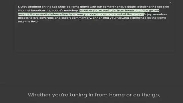 Video thumbnail for channel broadcasting today's matchup. Whether you're tuning in from home or on the go, we provide the essential information to ensure you don't miss a moment of the action. Enjoy seamless access to live coverage and expert commentary,