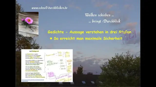 Video thumbnail for Aussage eines Gedichtes sicher erkennen - in drei Schritten, erklärt an Meyer, "Auf Goldgrund"