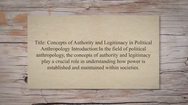 Video thumbnail for Concepts of authority and legitimacy in political anthropology