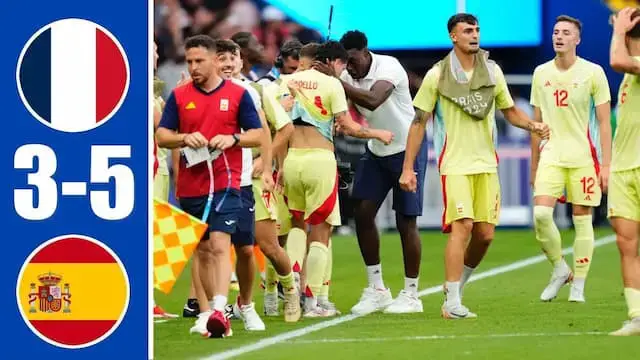 Video thumbnail for Spain vs France (5-3) Highlights Olympics Paris 2024 men's football final - Gold Medal Celebrations