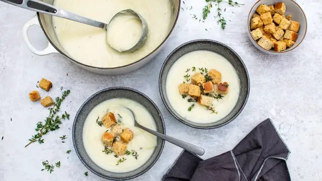 Video thumbnail for Cheesy Cauliflower Cheddar Soup Recipe