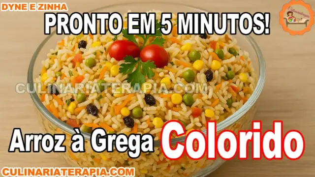 Video thumbnail for Arroz à Grega Colorido para Festas em 5 minutos