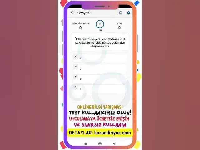 Video thumbnail for Online Bilgi Yarışması - Uygulamaya Ücretsiz Erişin -  Muhteşem Özellikler! #onlinebilgiyarışması 12