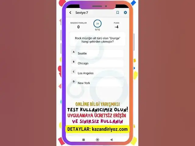 Video thumbnail for Online Bilgi Yarışması - Uygulamaya Ücretsiz Erişin -  Muhteşem Özellikler! #onlinebilgiyarışması 11