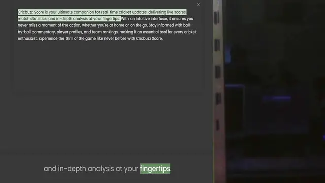 Video thumbnail for match statistics, and in-depth analysis at your fingertips. With an intuitive interface, it ensures you never miss a moment of the action, whether you're at home or on the go. Stay informed with ball-by-ball commentary, player profiles, a